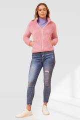 Taylee Zip Teddy Jacket - Blush
