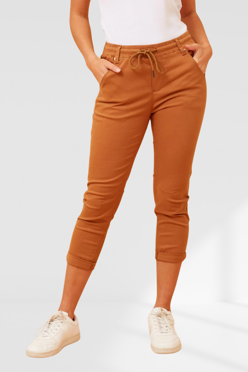 Siena Front Tie Joggers - Caramel