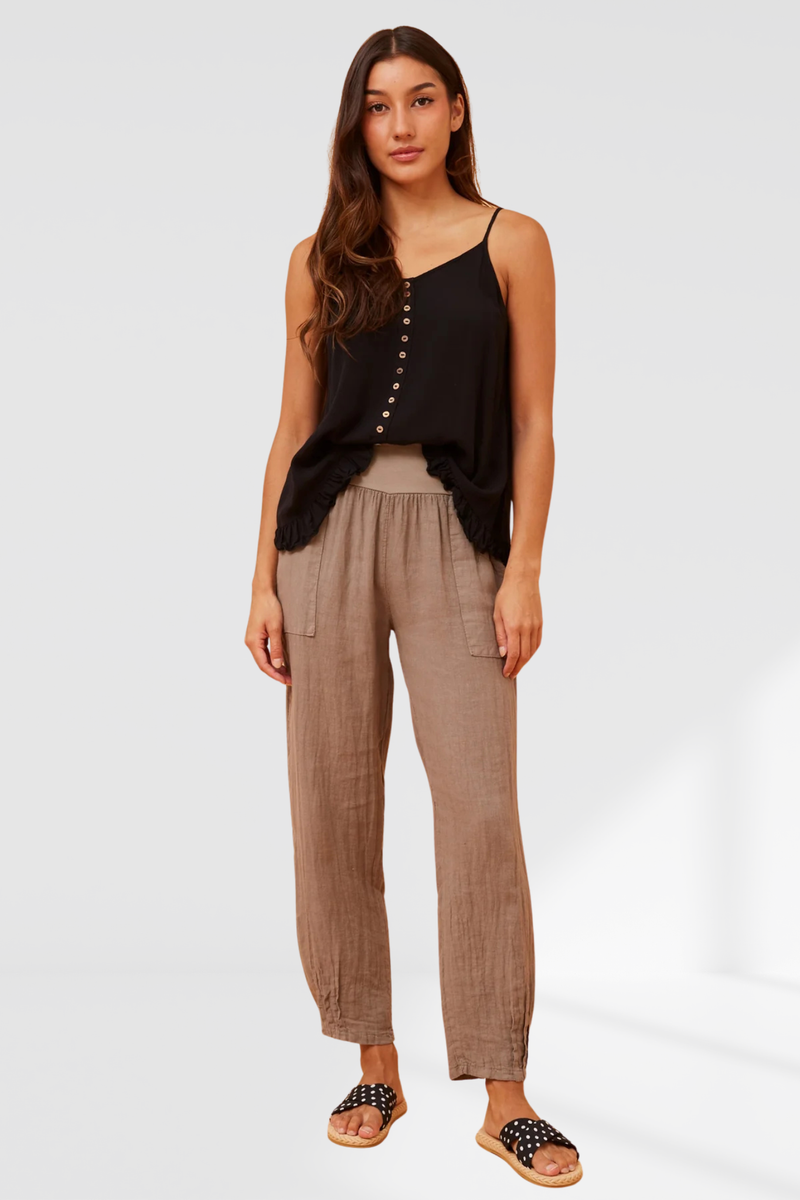 Luna Linen pants - Fango