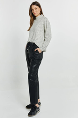 Poppy PU Jogger - Black PU