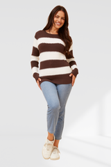 Hallie knit - chocolate/ White