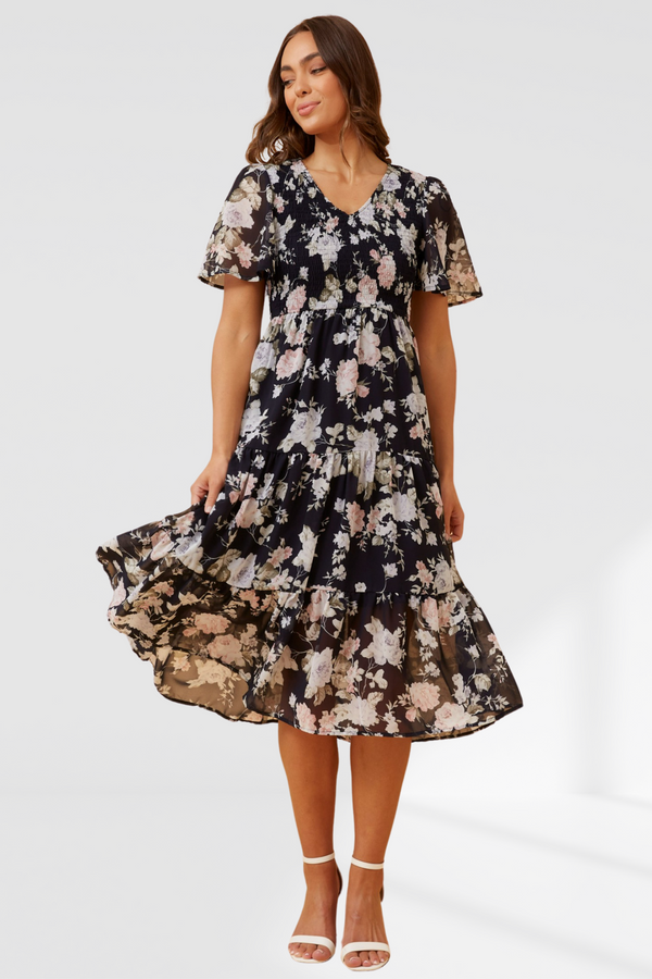 Adele Dress - Multi Navy
