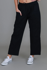 Marcia Straight Leg Utility Jogger – Black Cotton Twill By 3rdStory