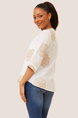 Sofia embroidery top - white