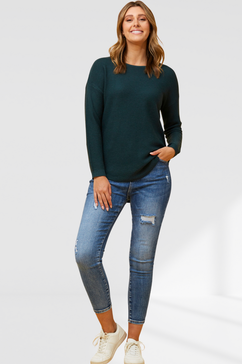 Aria Knit Jumper - Forest Green