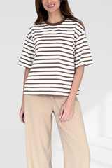 Oversize Stripe Tee - Mocha