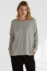 Brixley Long Sleeve Top - Black Stripe | Betty Basics