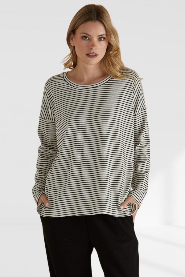Brixley Long Sleeve Top - Black Stripe | Betty Basics