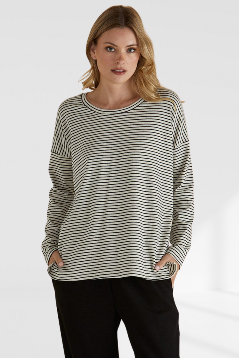 Brixley Long Sleeve Top - Black Stripe | Betty Basics