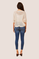 Belinda crochet knit pullover- Beige