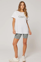 Marlo Tee - White/Smoke Leopard