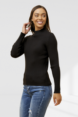 Azura Ribbed Knit Jumper - Black