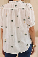 Palm Paradise Blouse - white