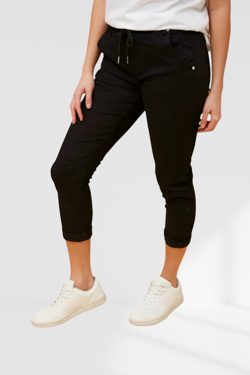 Siena Front Tie Jogger - Black