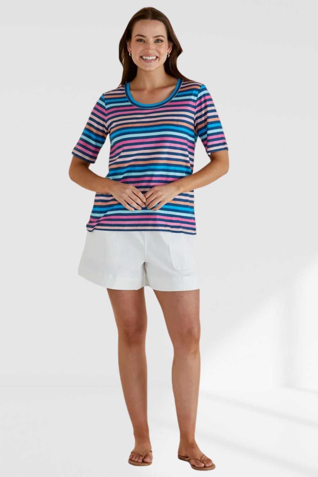 Riley Tee - Multi Stripe | Betty Basics – Blush Clothing and Accessories