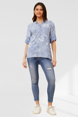 floral sequin shirt - denim