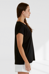 Caia Crew Tee - Black  | Betty Basics