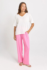 Aries V-Neck Knit Top - White