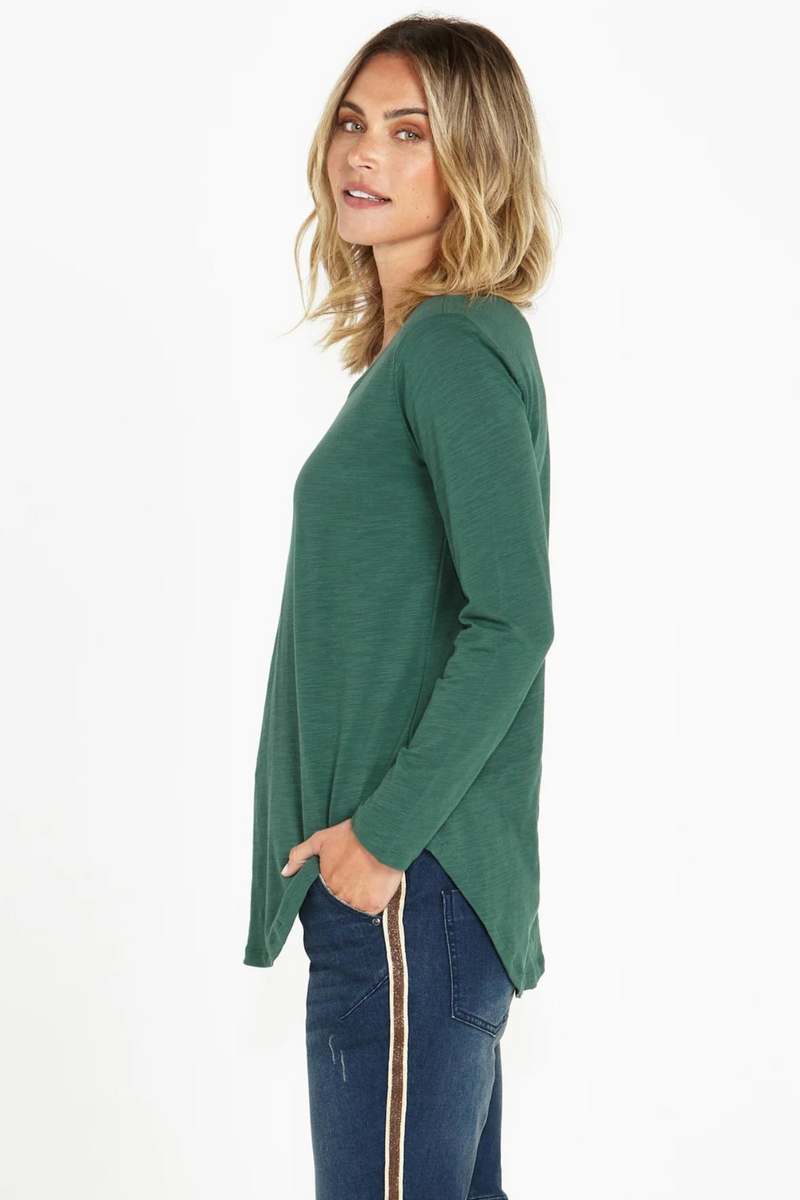 Megan Long Sleeve Top - Dark Green