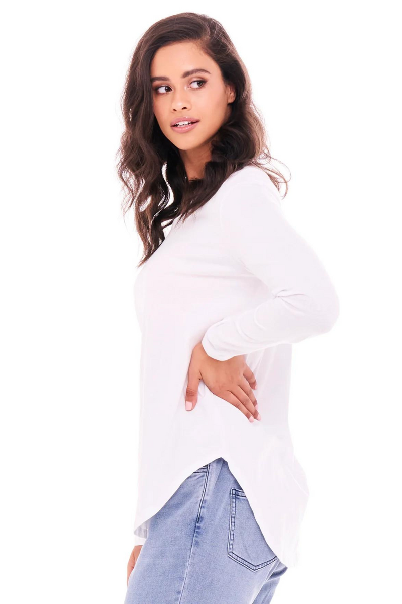 Megan Long Sleeve Top - White