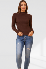 Azura Ribbed Knit Jumper - Chestnut