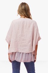 Ivy doubled linen top MADE IN ITALY -  pink