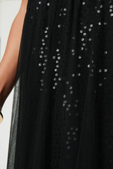 Sequin embelished mesh midi skirt