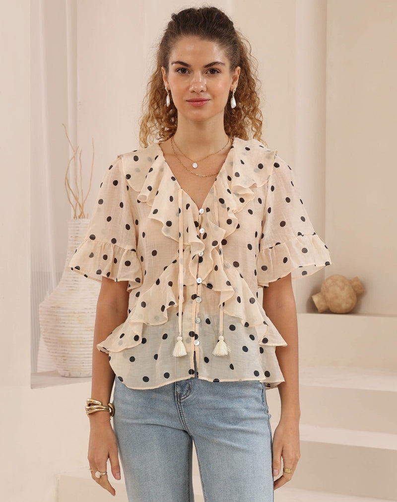 Solana top - polka dot