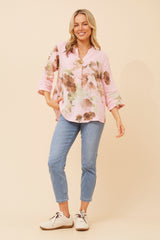Gigi linen top - pink