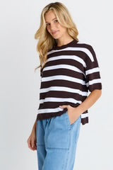 Libby Boxy Top- chocolate stripe