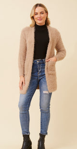 Lizzie Eyelash Knit Cardigan - Latte