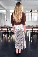 Velvet Floral Midi Skirt