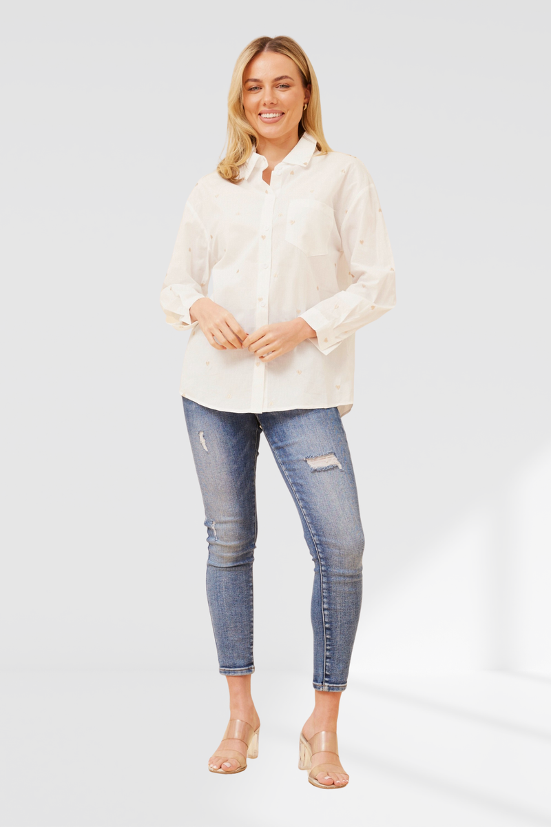 Remi heart embroidery shirt