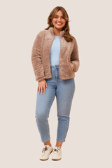 Jade teddy jacket - Clay