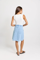 Aida A-Line Denim Skirt - Medium Wash