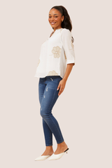Sofia embroidery top - white