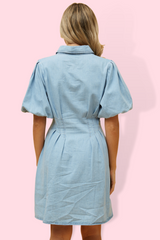 Sylvie Puff Sleeve Denim Dress
