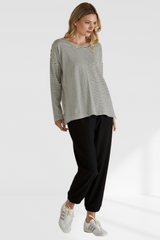 Brixley Long Sleeve Top - Black Stripe | Betty Basics