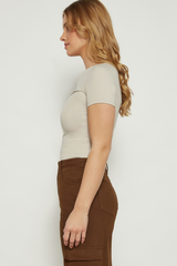 Two way wear jersey top with Asymmetric hem- pearl