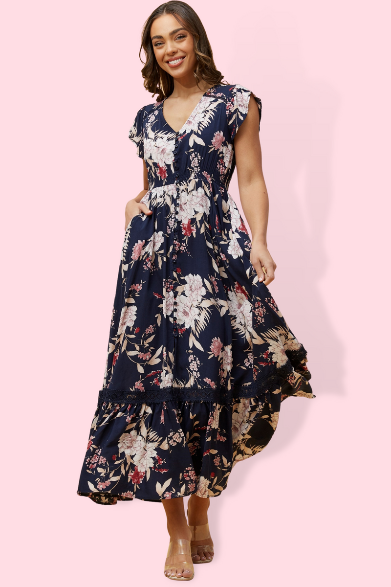 Navy floral maxi