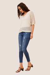 Belinda crochet knit pullover- Beige