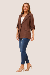 Penny linen jacket- Chocolate