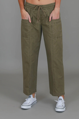 Marcia Straight Leg Utility Jogger – Khaki Cotton Twill By 3rdStory