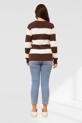 Hallie knit - chocolate/ White