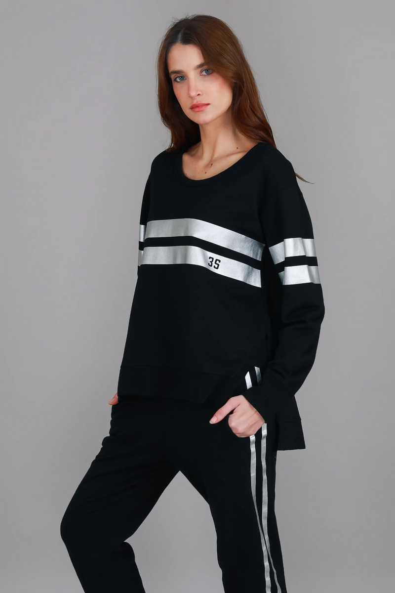 Two-Stripe Graphic Sweatshirt By 3rdStory