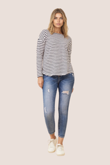 Sabrina top - navy / white