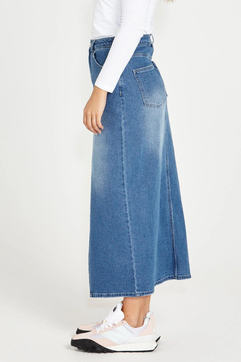 Emerald Denim Maxi Skirt - 80 Wash