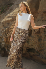 Donna Satin Skirt Leopard | SAINT ROSE