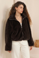 Kimberly fur jacket - chocolate