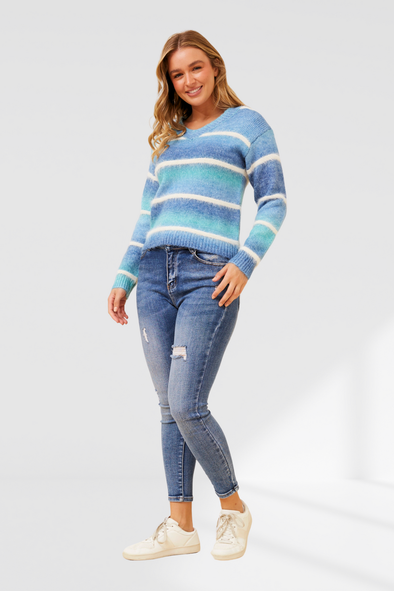 Gigi knit - Multi Blue